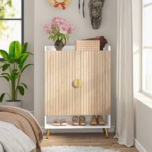 LITTLE TREE Shoe Cabinet With Doors & Adjustable Shelves, 7-Tier Modern Free Standing Shoe Racks Storage Organizer For Entryway, Living Room, Bedroom, Apartments - 白色 - 查看 2