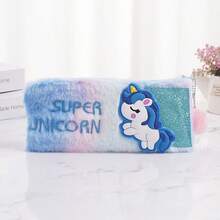 Cute Cartoon Cat Plush Pencil Case, Zipper Design, Large Capacity, Soft & Fluffy, Suitable For Storing Stationery, Cosmetics, And More, An Ideal Gift Choice,Bag - Multicolor - View 20