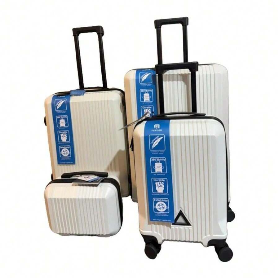 Lightweight 4Pcs Trolley Set PP ABS Hard Shell TSA Lock 8 Spinner Wheels - White - View 1