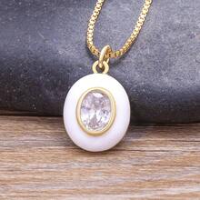 New Oval Shape Enamel Drop Oil Crystal Zirconia Pendant Necklace For Women Candy Colors Choker Copper Neck Jewelry Chic Gifts - Pendant Necklace - View 10