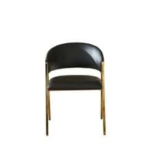 Set di 2 sedie da pranzo  nera, lussuosa struttura in metallo dorato, sedia moderna e minimalista con schienale, adatta per sala da pranzo e soggiorno. - nero - Visualizzare 9