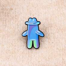 Funny Quotes Bubble Man Enamel Pin Animals Cat Raccoon Dinosaur Brooch Pin Lapel Pin Badge On Backpack Clothing Accessories Jewelry Friends Gifts - Black - View 7