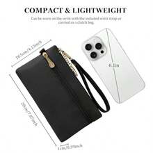 LJCZKA Leather Wristlet Wallet For Women Men Large Capacity Clutch Handbags Purses Long Cellphone Credit Card Holder Pocket Bag With Wrist Strap Keychain Black2 - 黑色2 - 查看 5