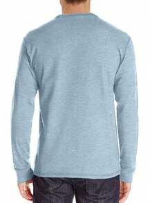 FEIAO 男士休闲运动风撞色门襟轻薄长袖 Polo 衫，可叠穿或单穿，轻松打造日常休闲造型 - 藍色 - 查看 4