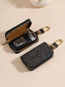 PU Leather Zipper Key Pouch, Key Organizer, Car Key Wallet, Key Chain, Fashionable Minimalist Key Holder For Men And Women - Key Pouch - View 3