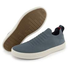 Tenis Knit Masculino Sapatenis Sapato + Palmilha Gel Confort - Cinza - Visão 6