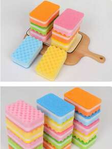 5pcs Heavy Duty Cleaning Sponges, Dual-Purpose Wavy Sponges, Suitable For Kitchen, Bathroom, Home And Household Cleaning - A - View 8