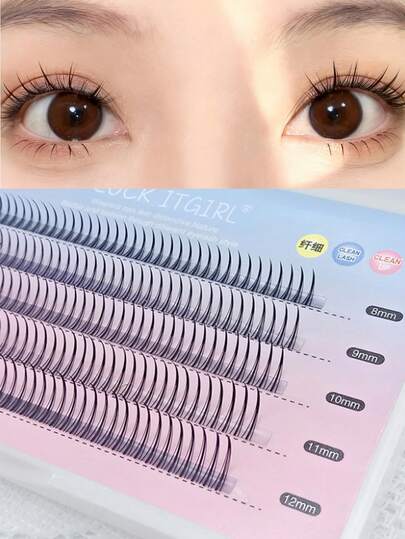 200個入り Aカール つけまつげ セット、高カール、Dタイプ DIY まつげ、長さ選択: 8mm/9mm/10mm/11mm/12mm、ナチュラル&ソフト、ハンドメイド、デイリー使用に適し、漫画風セグメントつけまつげ、トラベルエッセンシャル