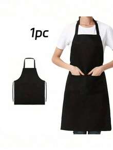 1-5pcs Polyester Apron, Women's Simple Black Apron With Pocket, Thickened Waist Apron, Fashionable Housework Kitchen Workwear, Kitchen Supplies, Cooking Apron, Adjustable Pocket Apron, Waterproof And Oil-Proof, Suitable For Cooking, Chef, Unisex, Simple Design, Fashionable And Elegant Cooking Apron. - Multicolor - View 16