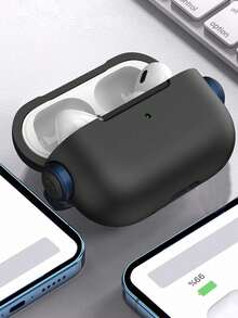 1pc Blue & Black Music Boy Earbud Case, Compatible With Apple 1/2/Pro Series - Multicolor - View 4