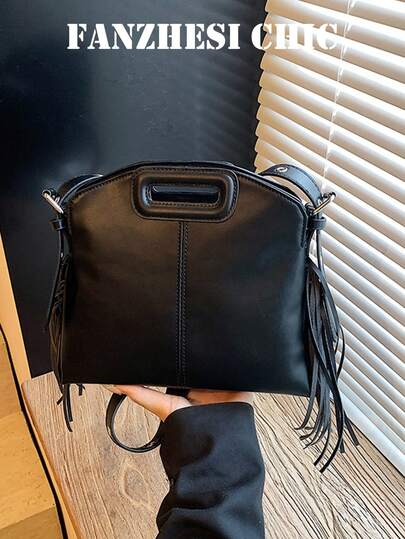 Petite & Chic Tassel Handbag, Women's New Personalized Versatile Tote Bag, Casual Commute Shoulder/Crossbody Bag