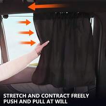 A Set Of 2 Car Privacy Curtains, A Car Sunshade For A Camping SUV Van, And 2 Side Window Partition Curtains For A Baby Sunshade - 黑色 - 查看 7
