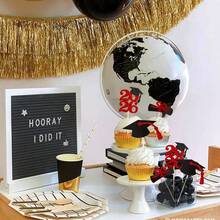 2026年蓝色闪光毕业纸杯蛋糕装饰，2026年毕业派对用品食品/开胃菜签 - 紅色 - 查看 3