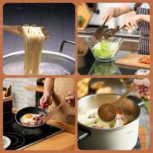 5pcs A Set Wooden Pattern Cooking Spoon & Ladle, Boho Osier Cooking Tool Set For Kitchen, Cooking Utensils - Natural Wood Color - View 2