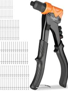 Rivet Gun, Pop Rivet Gun Kit With 200pcs Rivets, 4-In-1 Heavy Duty River Gun Tool/Rivet Gun Kit, 3/32 Inch, 1/8 Inch, 5/32 Inch, 3/16 Inch 4 Replaceable Nozzle For Metal, Plastic, Leather - Black - View 10