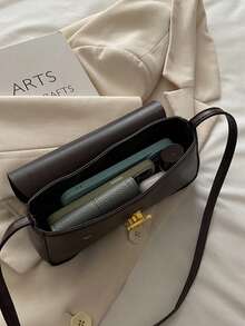 Bolso de hombro/axila elegante con estampado de leopardo en bloques de color vintage, bolso de mujer con estampado de leopardo, el regreso del estampado de leopardo - Café - Ver 4