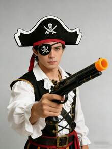 3pcs/Set (Pirate Hat, Pirate Headband, Pirate Eye Patch) Island Role Play Props, Suitable For Game Cosplay, Pirate Costume, Holiday Gift - Multicolor - View 3