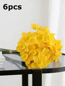 3/6/12支装春夏新款仿真水仙花，栩栩如生，非常适合家居装饰、厨房、客厅、卧室摆放，也适合婚礼新娘手捧花。 - 黃色 - 查看 9