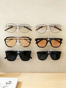 20pcs Eyeglasses Storage Hanging Rack, Transparent Glasses Organizer, Bathroom Bedside Wall Mount Sunglasses Display Holder, Simple No-Drill Eyewear Rack And Accessory Storage - Multicolor - View 8