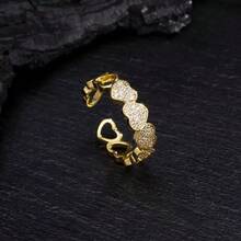 1pc/1set 2pcs Fashion Sparkling Zirconia Heart Splice Open Ring & Bracelet Set, Women Daily Party Wedding Accessories, Eid/Eid Al-Fitr Gift - Sweet and Delicate -encrusted Heart Pattern - View 10