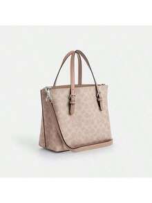 Coach Mollie Tote Shoulder Bag Monogram Canvas Women's Handbag Large Capacity Crossbody Purses 2way Commuter Bag - Sand Yellow With Taupe - View 5