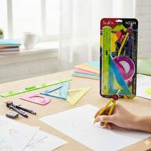 5 Piezas Juego De Geometria Flexible Grande Colores Compás Indra Conjunto Profesional de Dibujo Geométrico de 5 Piezas - Comienza tu viaje artístico con precisión - Multicolor - Ver 5