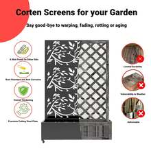 Pantalla de Privacidad Exterior con 3 Jardineras Integradas | Biombo de 183 cm Alto para Terraza y Patio | Estructura Sólida, Perfecta para Vegetales y Plantas Trepadoras - Negro - Ver 5