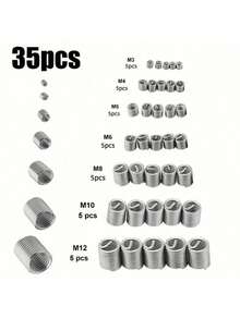 35/60pcs Premium Stainless Steel Thread Repair Insert Kit, Suitable For M3, M4, M5, M6, M8, M10 And M12 Sizes, Men's Tools - Silver - View 12