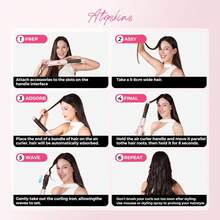 ATOPSKINS 2026升级版五合一多功能专业热造型工具（自动卷发棒+热风梳+直发梳）| 5个可拆卸替换刀头 + 3档温度设置 | 沙龙级多功能造型（卷发/波浪/直发/柔顺/蓬松/内卷/外卷）| 告别毛躁 - 粉色 - 查看 3