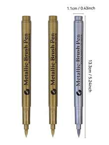 3-12支/套 金属质感永久性马克笔，白色/金色/银色，防水油性颜料马克笔，适用于岩石、马克杯、陶瓷、玻璃等材质，DIY绘画用品 - 彩色 - 查看 30