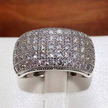 1pc Luxury Shiny Silver Alloy Ring With Cubic Zirconia Decoration, Suitable Women's Daily Wear Or Engagement Ring - 銀色 - 查看 7