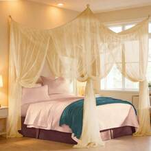 Bed Canopy, Canopy Bed Curtains Bed Drapes For Full Queen King Size Bed Mosquito Net Bed Canopy Curtains For Patio Indoor Outdoor Room Decor Screen Netting Canopy Curtains - 黃色 - 查看 1