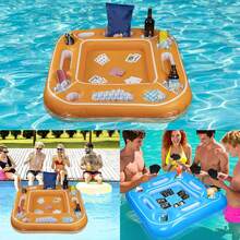 1pc Large Floating Card Table, 4ft Floating Swimming Pool Card Game Table With Waterproof Playing Cards, Inflatable Card Game Tray Accommodates 4-6 People, Adult Inflatable Swimming Pool Bar, Summer Swimming Pool Accessories Inflatable Fruit Cup Holder & Ice Bucket Tray, Suitable For Beach Resort, Cruise, Lake House, Pool Side, Camping & Recreation - Nhiều màu - Xem 7