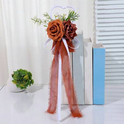 Wedding Flower Girl Wand Handmade Fairy Wands Magic Floral Wand With Heart Silk Ribbon For Woodland Wedding Bridal Shower Birthday Party