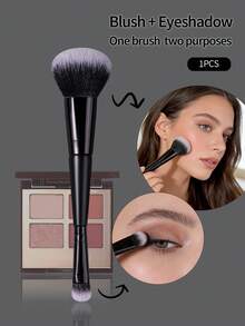 1pc Soft Dual-Ended Multi-Functional Makeup Brush Set, Blush, Powder, Eyeshadow, Blending Brushes, Beginner & Professional Portable Cosmetic Tool - Black - View 4