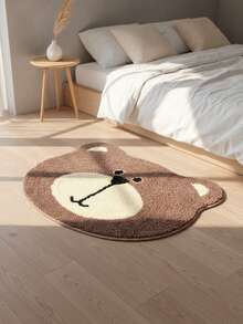 1pc Cute Bear & Lion Plush Round Mat - Soft, Comfortable, Decorative Rug For Teen Bedroom, Living Room Or Playroom, Bedroom Carpet | Adorable Animal Design, Bedroom Decor, Room Decor, Small Rug, Blanket - Multicolor - View 12