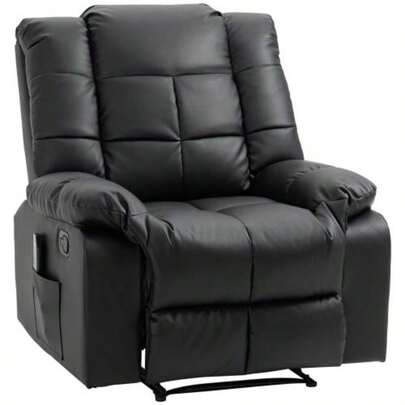 Electric Massage Chair, Reclining With Massage Function, In Faux Leather, Wood And Steel, Black, 94 X 99 X 99 Cm For Optimal Comfort | .De