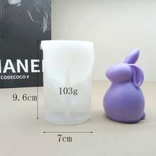 Molde de silicona para vela de conejo de orejas caídas de barriga grande, decoración de yeso o resina de conejo de orejas erguidas DIY para el ambiente festivo de Pascua - Blanco - Ver 3