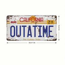 2DFLAT1pc Back To The Future Outatime Iron Sign - Vintage California Style, Rustic Iron Wall Decor, Theme Party And Home Decor, Movie Prop Decoration, Theme Party Decoration - Multicolor - View 5