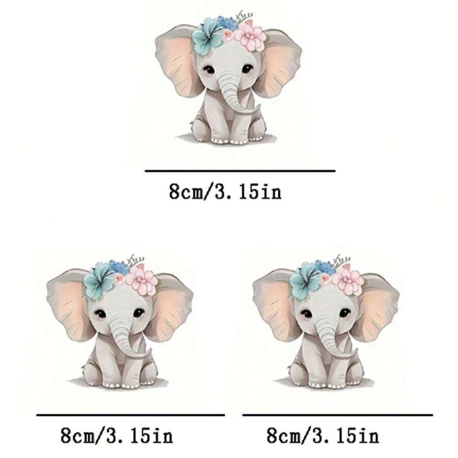 3pcs Elephant Heat Transfer Patches, Ironing And Washable, Suitable For T-Shirts, Jeans, Sweaters, Handbags, Pillows, Cushions - 3PCS-s - View 1