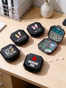Tragbare Fach-Pillenbox Muster mit Pille, Medikamentflasche und Rotes Kreuz Symbolen, tragbare Medikamentische Erste-Hilfe-Tasche, 6-Fach Kapsel Aufbewahrungsbox, Reise Pillenbox, Medikamentbox, 6-Fach Pillenaufbewahrung, Reise Mini Pillenbox, feuchtigkeitsgeschützte Tabletten- und Vitamin-Behälter Spender, Zuhause und Camping - Verschiedenfarbig - Übersicht 4