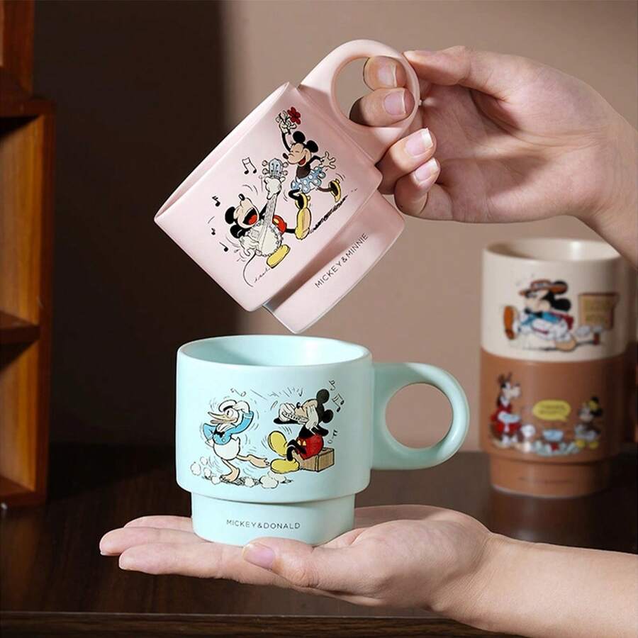 Cốc sứ xếp chồng hình chuột Mickey của Disney, dung tích 320ml, kiểu dáng hoạt hình cổ điển, cốc cà phê và sữa dễ thương, phù hợp cho gia đình và văn phòng, quà tặng cho người hâm mộ Disney. - Nhiều màu - Xem 1