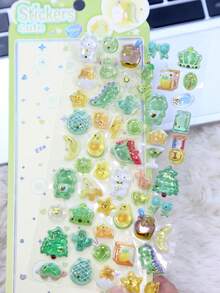 3D Embossed Cartoon Animal Crystal Stickers, Suitable For DIY Phone Case Decoration, Or As Cute And Fun Decorative Stickers To Stick On Water Bottles, Toys, Refrigerators, Phones, And Other Items - Multicolor - View 5