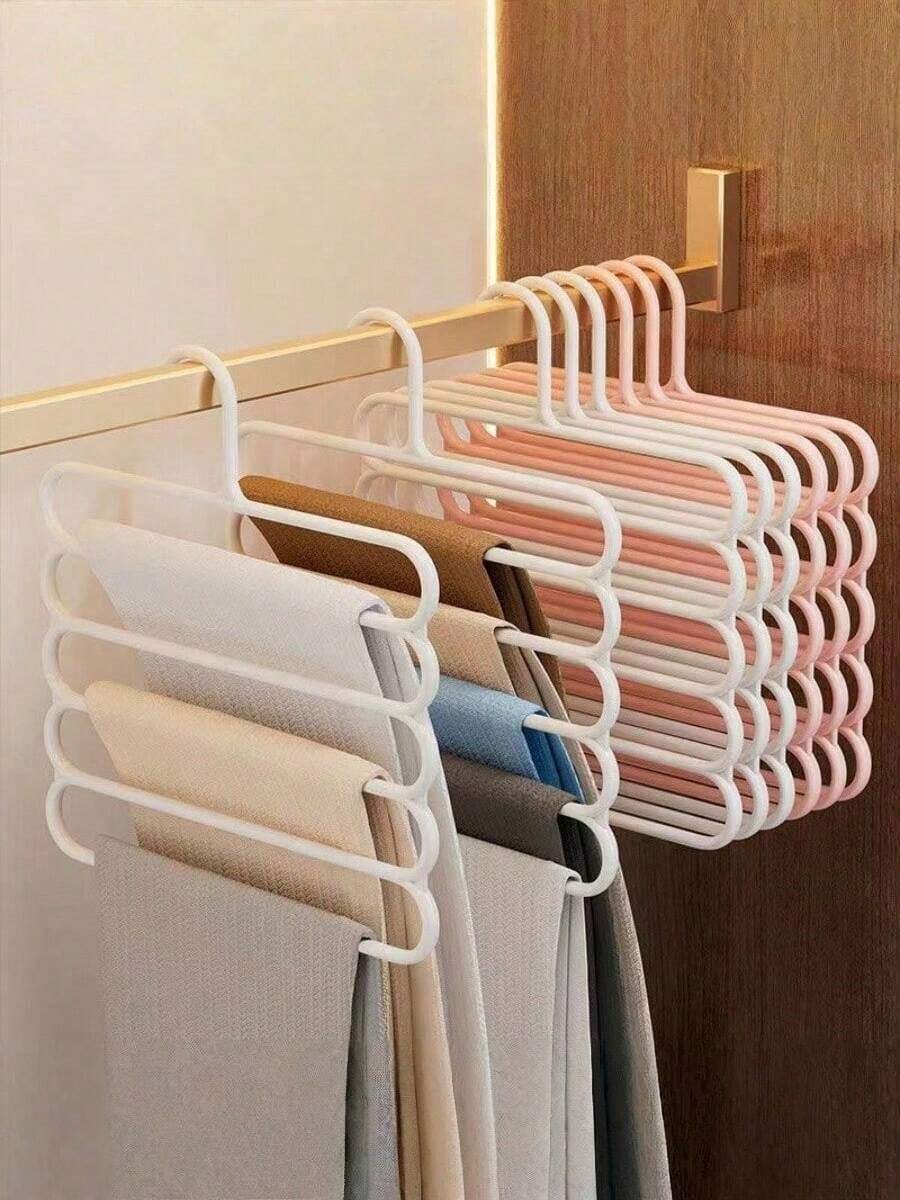 10Piece Multifunctional Pants Hanger, Space-Saving Pants Rack, Non-Slip Clothing Wardrobe Storage And Organizing Rack, Suitable For Pants, Jeans, Suit Pants, Skirts, Scarves, Ties (White) - trắng - Xem 1