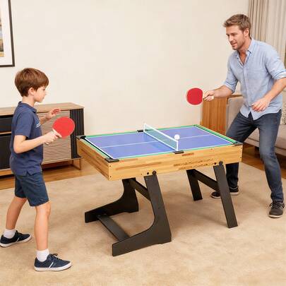 SPORTNOW Tavolo Multigioco 13 in 1 Pieghevole, Tavolo da Gioco Multifunzione con Calcio Balilla, Biliardo, Ping Pong, Ice Hockey, Scacchi, Backgammon, Dama, Bowling ecc. per Adulti Bambini Casa Scuola