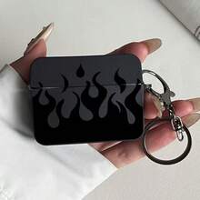 Flame Design Protective Case Compatible With Apple Bluetooth Earphones, Shockproof & Scratch-Resistant Case Compatible With Apple Bluetooth Wave Earphone Charging Case - Black - View 12