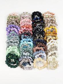 10/20/30pcs Multi-Color & Multi-Element Small Circle Combination High Elastic Hair Ties, All-Match Versatile Hair Accessories Essential Rubber Bands Ponytail Holder Hair Elastics Scrunchies Hair Rope - Multicolor - View 2
