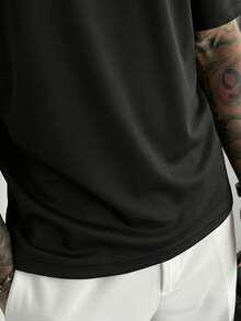 GRDR Áo Polo nam mùa hè phong cách tối giản in họa tiết tiếng Anh, món đồ không thể thiếu trong tủ đồ mùa hè. - màu đen - Xem 6