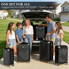 YSTYLE 3/5 Piece Hardside Luggage Set (12, 18, 20, 24, 28 Inch), With Scratch-Resistant And Impact-Resistant ABS Shells, Spacious Design And Four 360-Degree Spinner Wheels - Black - View 2