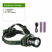 1000000LM Strong Light LED Headlamp Rechargeable 18650 Rechargeable High Power Head Light Zoom 3000M With Fluorescent Hunting Head Flashlights - Army Green - View 13